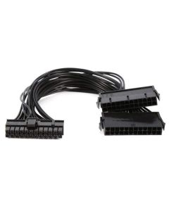 Qaoquda Dual PSU Power Supply 24 Pin Adapter Cable for ATX Motherboard 18AWG - 1FT