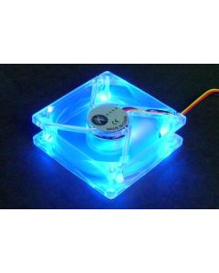Xpex DC 12V 3Pin/4Pin Blue LED Computer Case Fan Clear 80x80x25mm