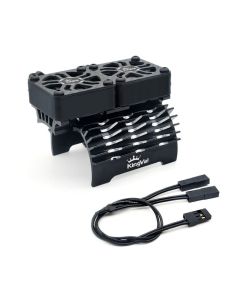 KingVal Replacement Brushless Motor Aluminum Double Cooling Fans 8.4V 16000RPM Rapid Cooling Compatible with 55MM 56MM 58MM 1/5 RC Car Brushless Motor (Black)