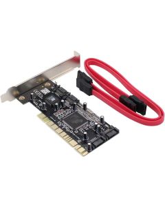 XtremeAmazing 4 Ports PCI SATA Raid Controller Internal Expansion Card Adapter, PCI to SATA Adapter Converter with 2 Sata Cables for Desktop PC HDD SSD